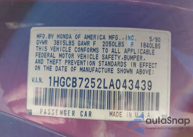 1HGCB7252LA043439: 44385114