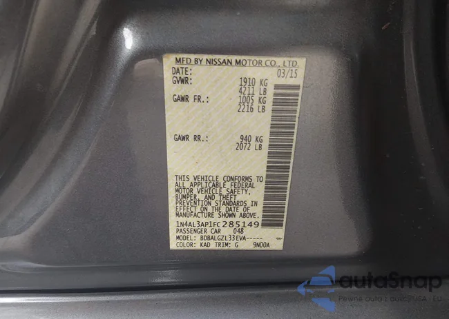 1N4AL3AP1FC285149: 44385237