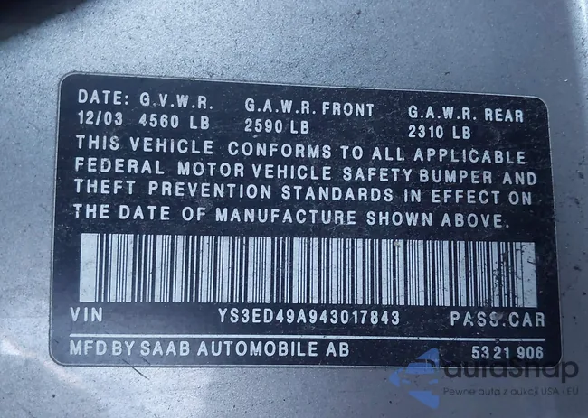 YS3ED49A943017843: 44385245