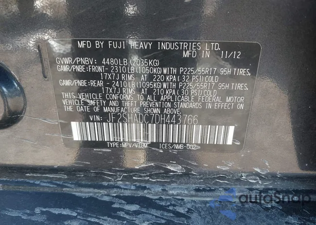 JF2SHADC7DH443766: 44385287