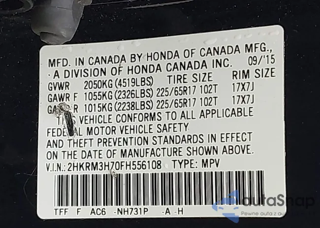 2HKRM3H70FH556108: 44385443