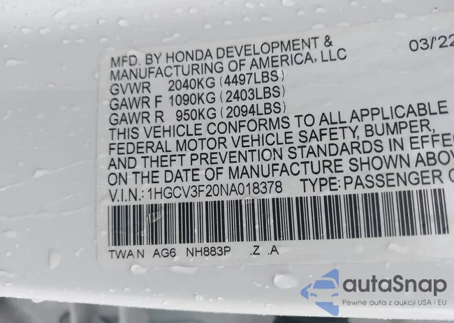 1HGCV3F20NA018378: 44385447