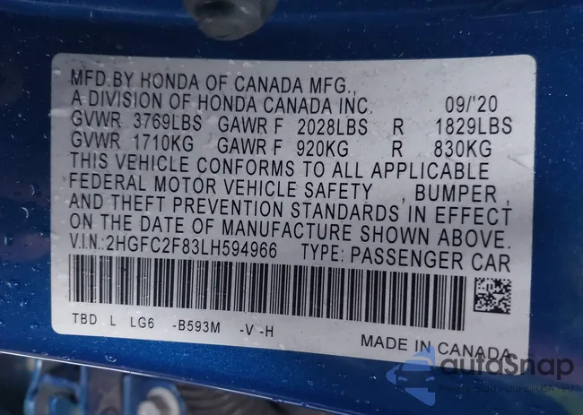 2HGFC2F83LH594966: 44385449