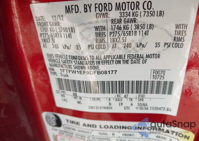 1FTFW1EF9DFB08177: 44384566