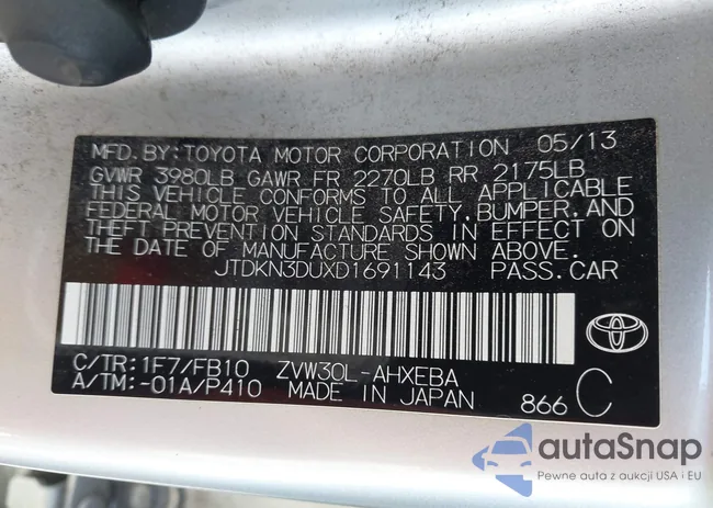 JTDKN3DUXD1691143: 44384589