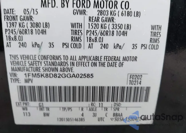 1FM5K8D82GGA02585: 44384592