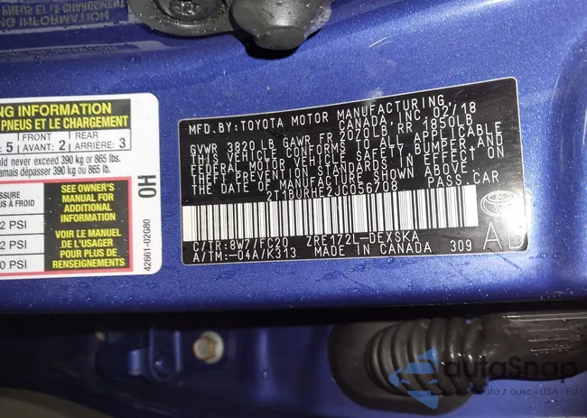 2T1BURHE2JC056708: 44384595