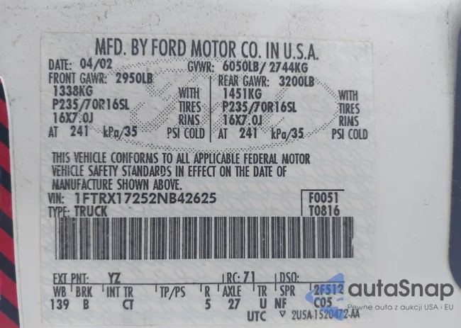 1FTRX17252NB42625: 44384852