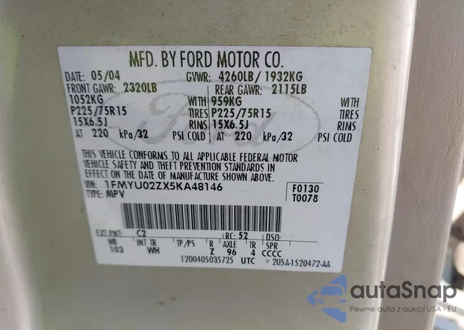 1FMYU02ZX5KA48146: 44386092