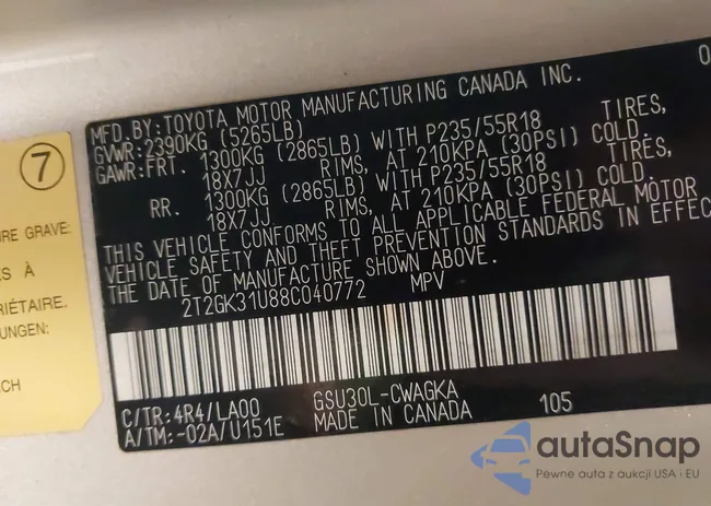 2T2GK31U88C040772: 44386151