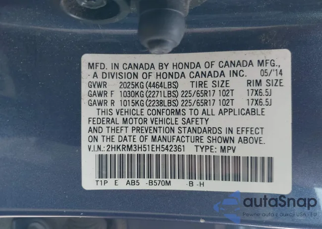 2HKRM3H51EH542361: 44386180