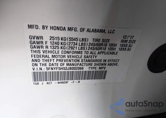 5FNYF5H53JB002066: 44385607