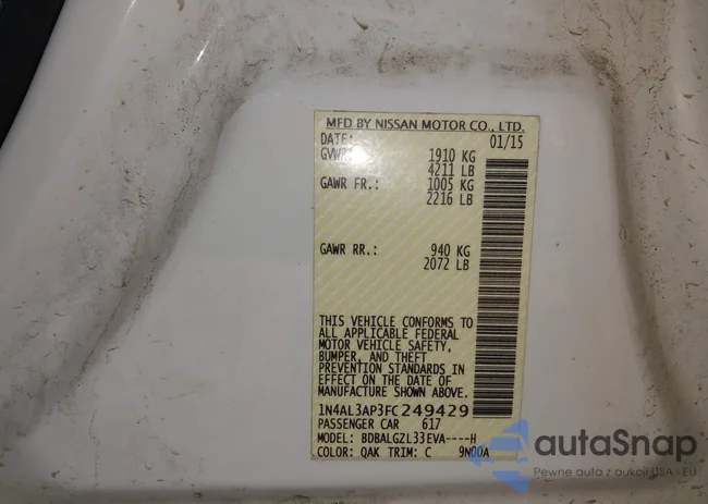 1N4AL3AP3FC249429: 44385697