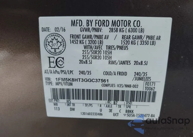 1FM5K8HT3GGC37561: 44385714