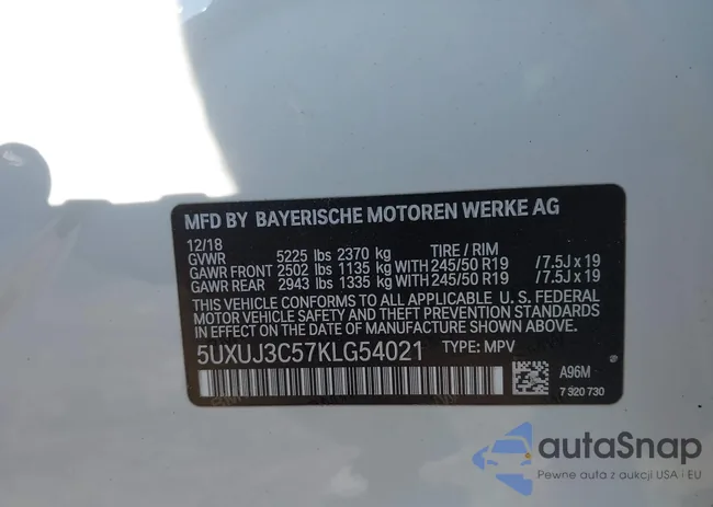 5UXUJ3C57KLG54021: 44385807