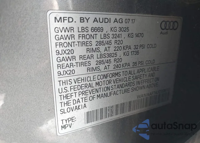 WA1VAAF74JD006112: 44385867