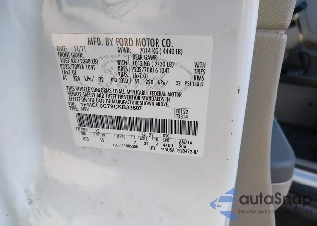 1FMCU0C79CKB33807: 44386889