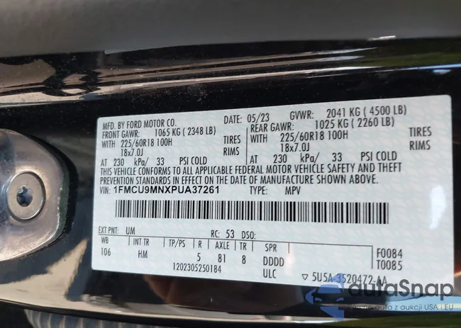 1FMCU9MNXPUA37261: 44387060