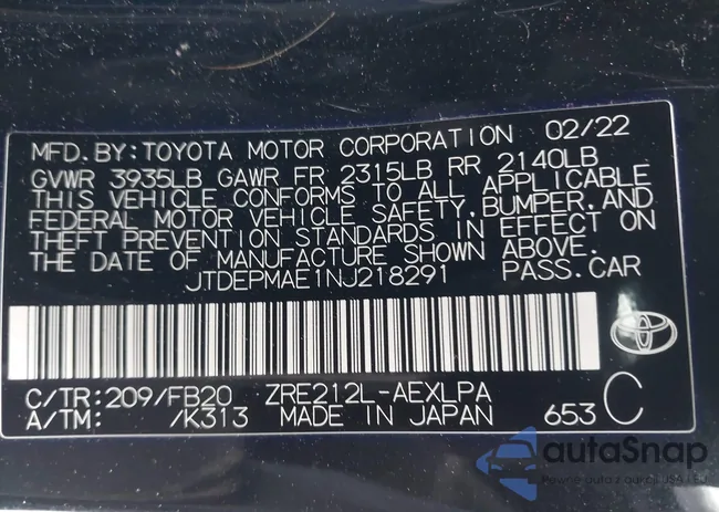 JTDEPMAE1NJ218291: 44387096