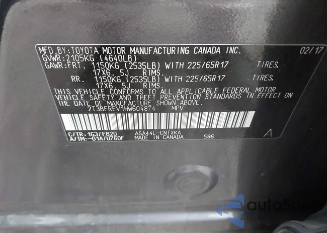 2T3BFREV1HW604874: 44386484