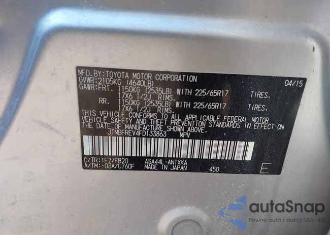 JTMBFREV4FD133863: 44386546