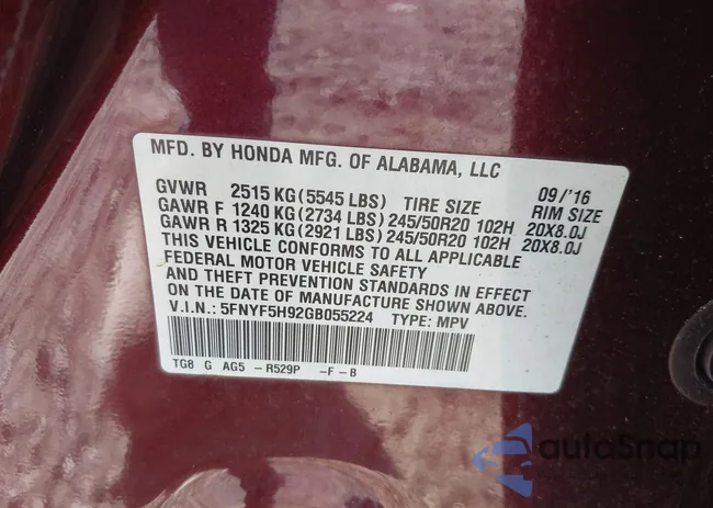 5FNYF5H92GB055224: 44386807