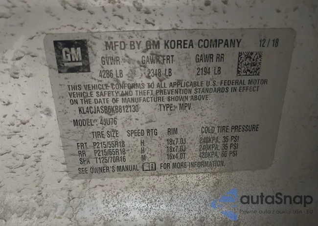 KL4CJASB6KB812130: 44387945