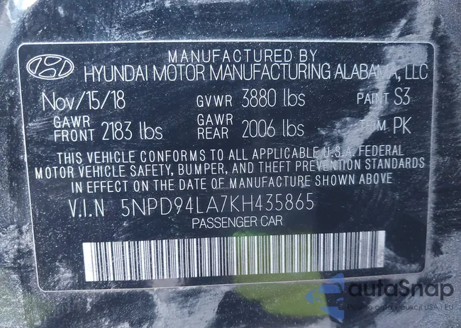 5NPD94LA7KH435865: 44387967