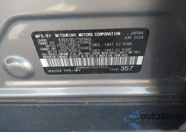 JA4ARUAU7RU016523: 44387983