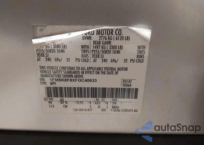 1FM5K8F8XFGC40633: 44387575