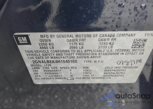 2GNALBEK4H1545160: 44387581