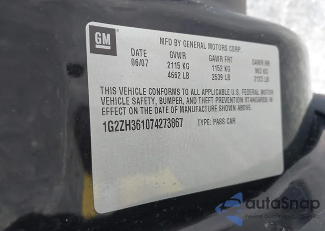 1G2ZH361074273867: 44387658