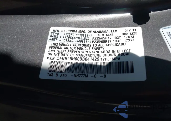 5FNRL5H60BB041429: 44387685