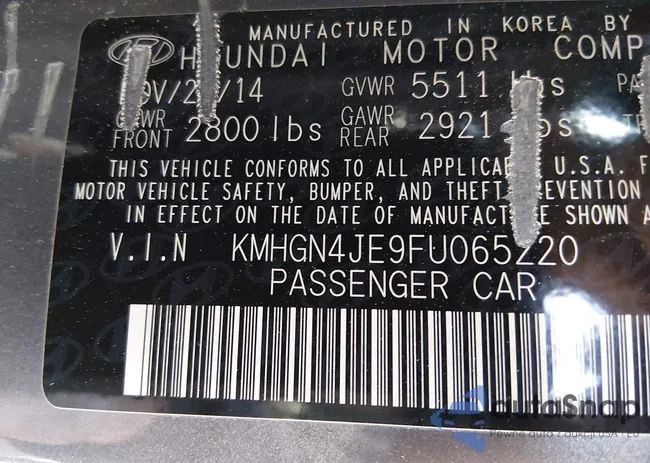 KMHGN4JE9FU065220: 44388937