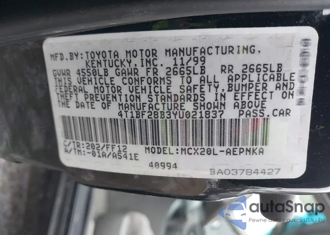 4T1BF28B3YU021837: 44388966