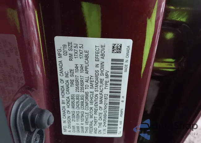 2HKRW6H37KH211872: 44389099