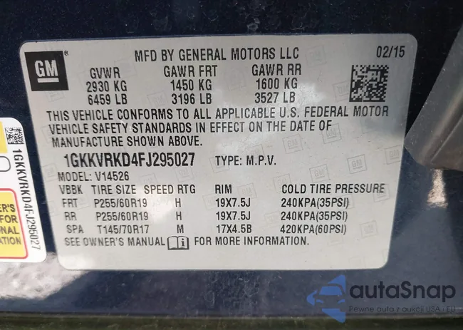 1GKKVRKD4FJ295027: 44389223