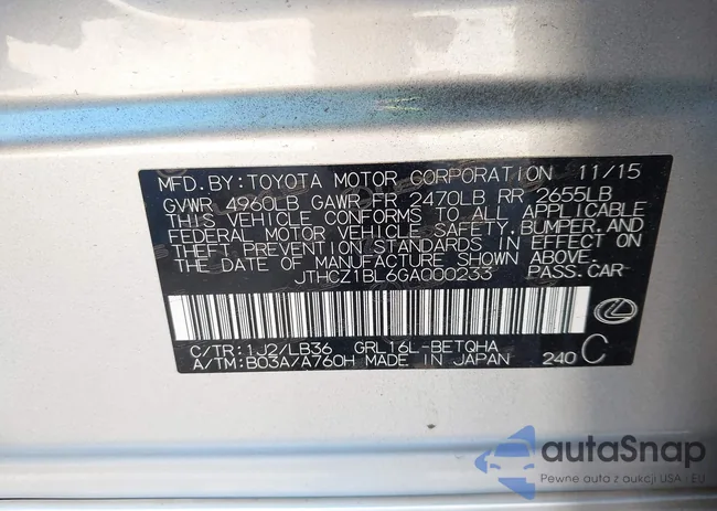 JTHCZ1BL6GA000233: 44388820