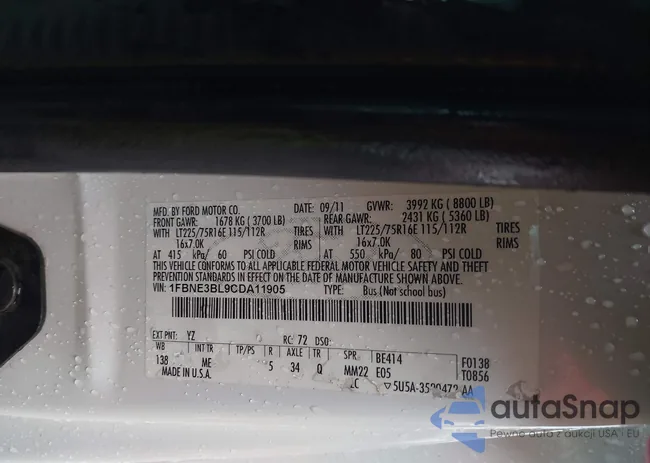 1FBNE3BL9CDA11905: 44389864