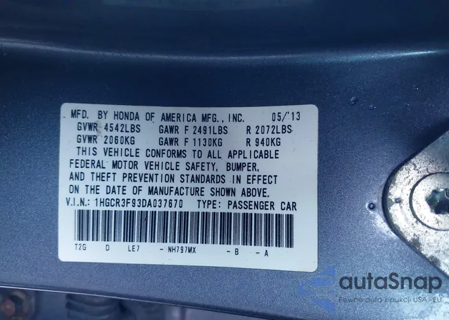 1HGCR3F93DA037670: 44389929