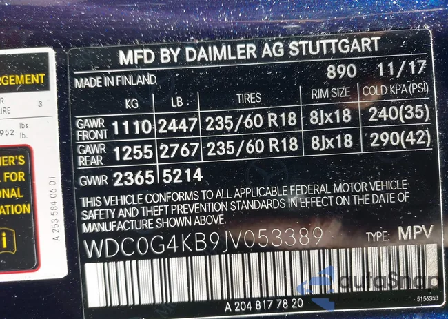 WDC0G4KB9JV053389: 44389942