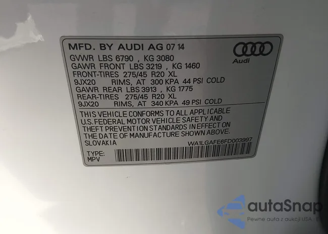 WA1LGAFE6FD003997: 44390087