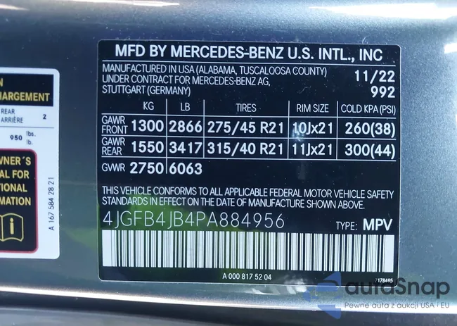 4JGFB4JB4PA884956: 44390127