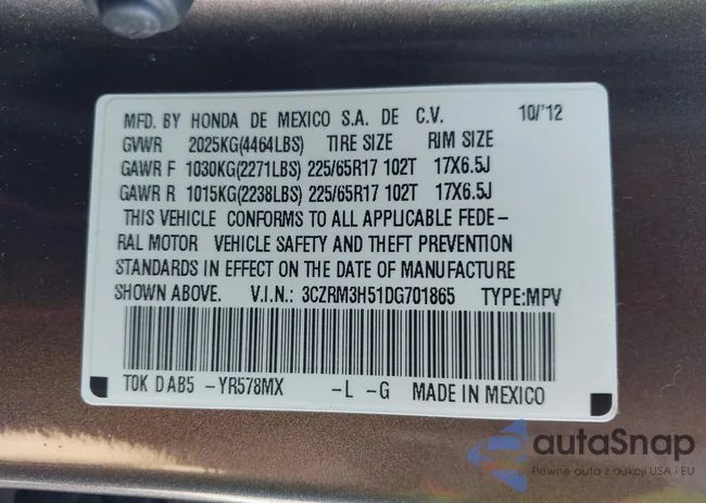 3CZRM3H51DG701865: 44390167