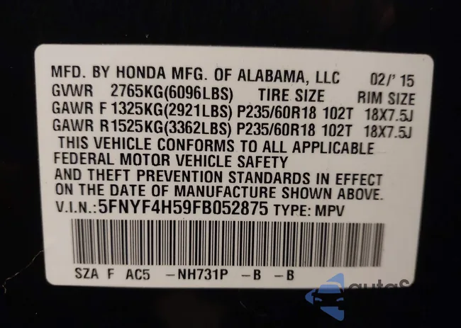 5FNYF4H59FB052875: 44390239