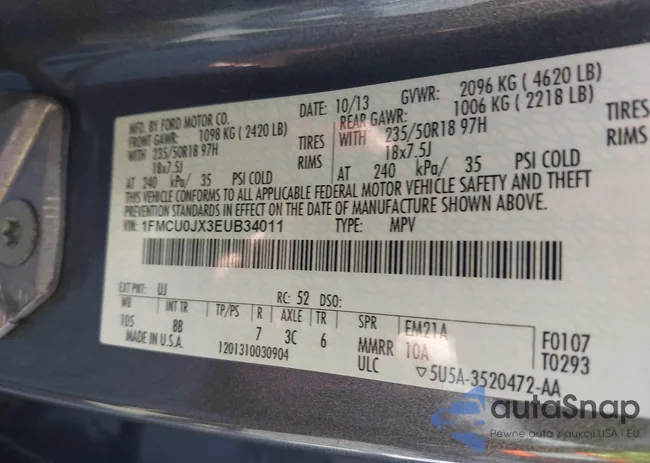 1FMCU0JX3EUB34011: 44390359