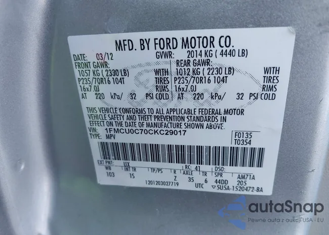 1FMCU0C70CKC29017: 44390432