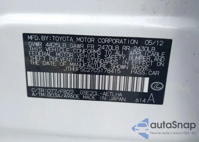 JTHBF5C27C5178415: 44390436