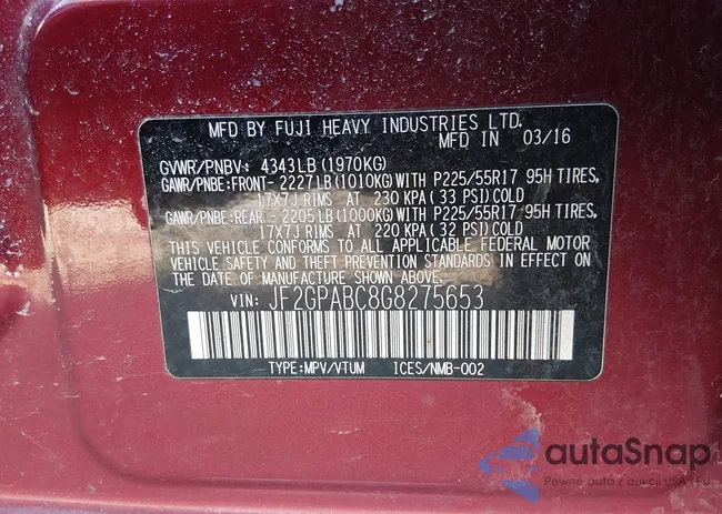 JF2GPABC8G8275653: 44389449