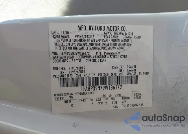 1FAHP35N79W186172: 44389557